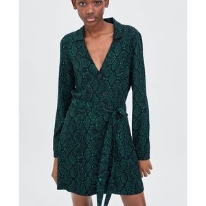 Zara Green Snake Print Dress 657 Size L